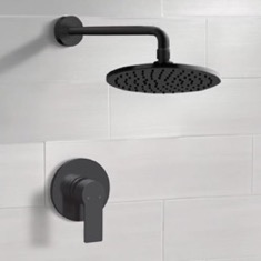 Matte Black Rain Shower Faucet Set, Rain Shower Head, Shower Faucet